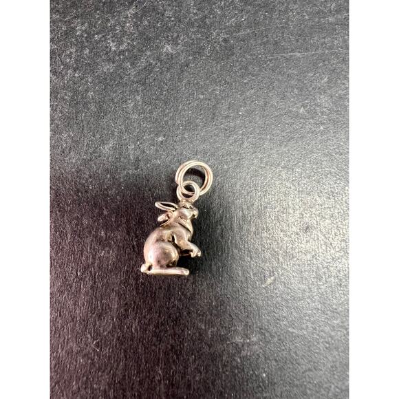 Vintage Sterling Silver MCM Rabbit Charm Bunny Pendant Jewelry Fine Silver - Picture 12 of 16